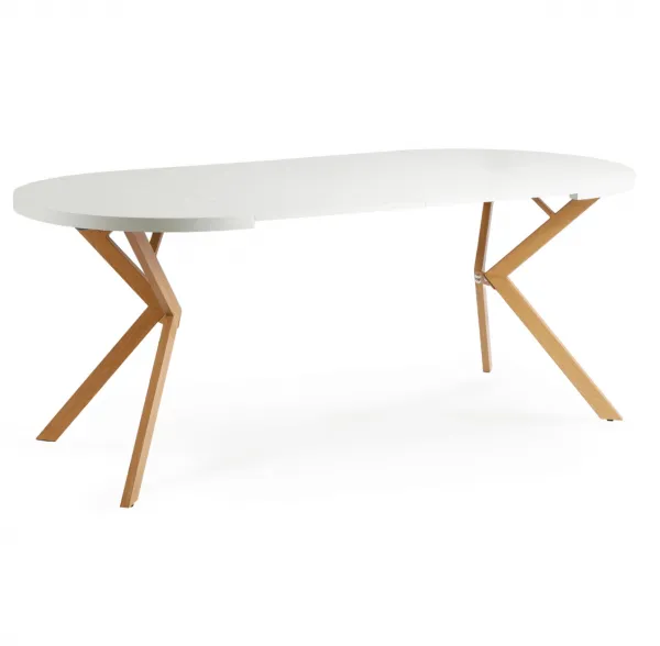 JAKS Okrúhly rozkladací stôl biely 90 - 190 cm dub Lugo