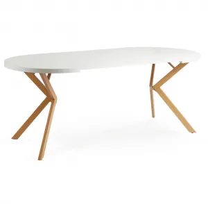 JAKS Okrúhly rozkladací stôl biely 90 - 190 cm dub Lugo