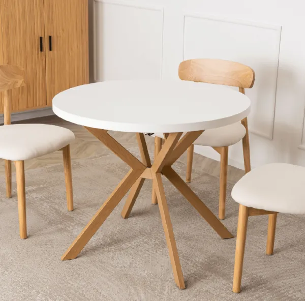 JAKS Okrúhly rozkladací stôl biely 90 - 190 cm dub Lugo