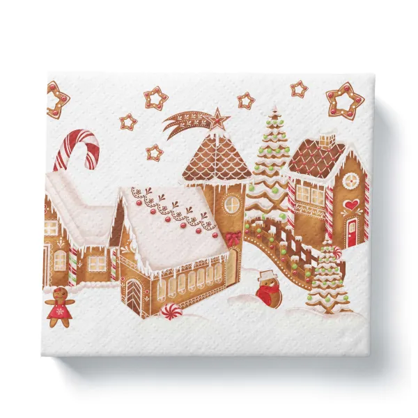 PROCOS Papierové obrúsky 33x33cm 3vrstvé Perníčková dedinka 20ks