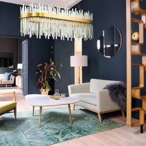 TooLight Závesný LED krištáľový luster APP1513-CP80 zlatý/neutrálna biela