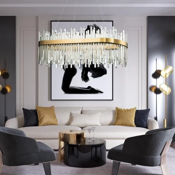 TooLight Závesný LED krištáľový luster APP1513-CP80 zlatý/neutrálna biela