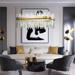 TooLight Závesný LED krištáľový luster APP1513-CP80 zlatý/neutrálna biela