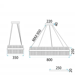 TooLight Závesný LED krištáľový luster APP1513-CP80 zlatý/neutrálna biela