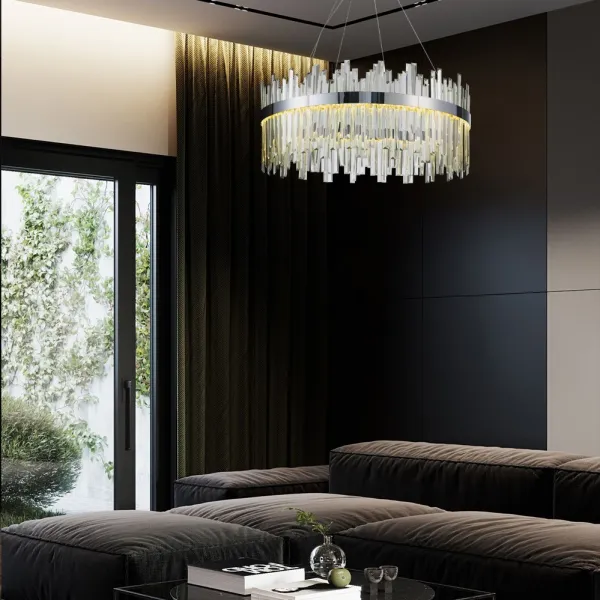 TooLight Závesný LED krištáľový luster APP1516-CP60 strieborný