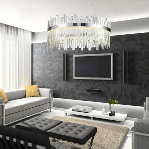 TooLight Závesný LED krištáľový luster APP1516-CP60 strieborný