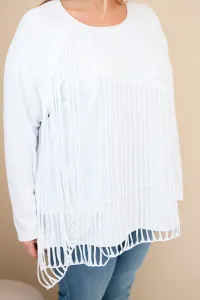 Plus size blúzka s třásněmi biela