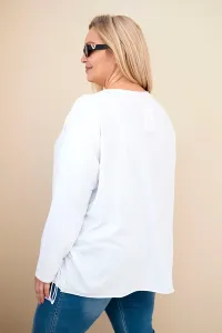 Plus size blúzka s třásněmi biela