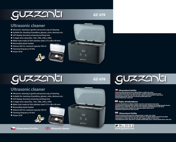Ultrazvuková čistička Guzzanti GZ 076