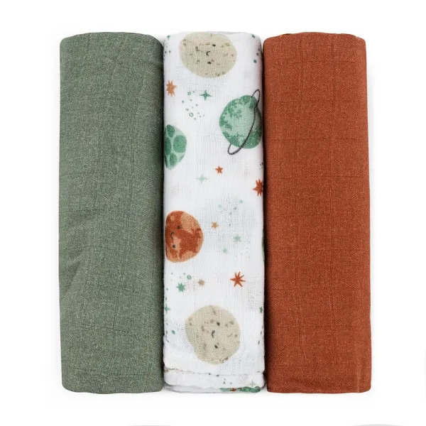 PETITEMARS Mušelínové plienky Petite&Mars Moussy Celestial Planets 3 kusy