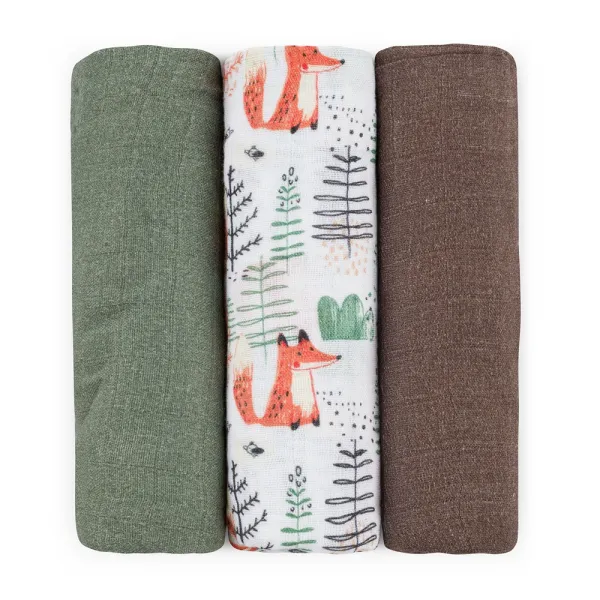 PETITEMARS Mušelínové plienky Petite&Mars Moussy Forest Fox 3 kusy