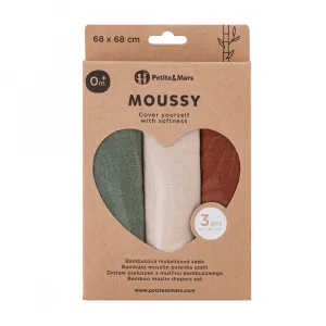 PETITEMARS Mušelínové plienky Petite&Mars Moussy Earth Tones 3 kusy