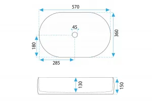 Umyvadlo na desku Rea Alma 57 cm bílé