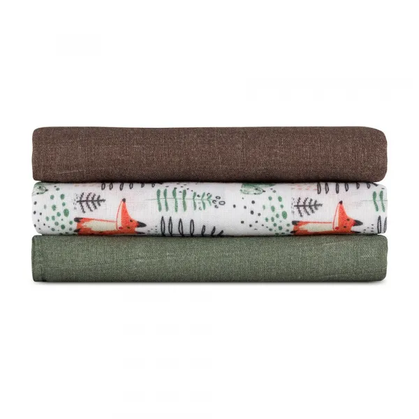 PETITEMARS Mušelínové plienky Petite&Mars Moussy Forest Fox 3 kusy