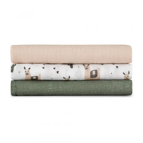 PETITEMARS Mušelínové plienky Petite&Mars Moussy Llama Vibes 3 kusy