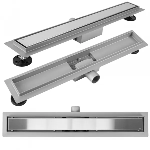 Lineární odtokový žlab Rea Neox 80 cm stříbrný