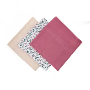 PETITEMARS Mušelínové plienky Petite&Mars Moussy Pink Meadow 3 kusy