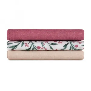 PETITEMARS Mušelínové plienky Petite&Mars Moussy Pink Meadow 3 kusy