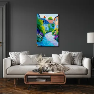 Obraz malebná dedina s kvetmi