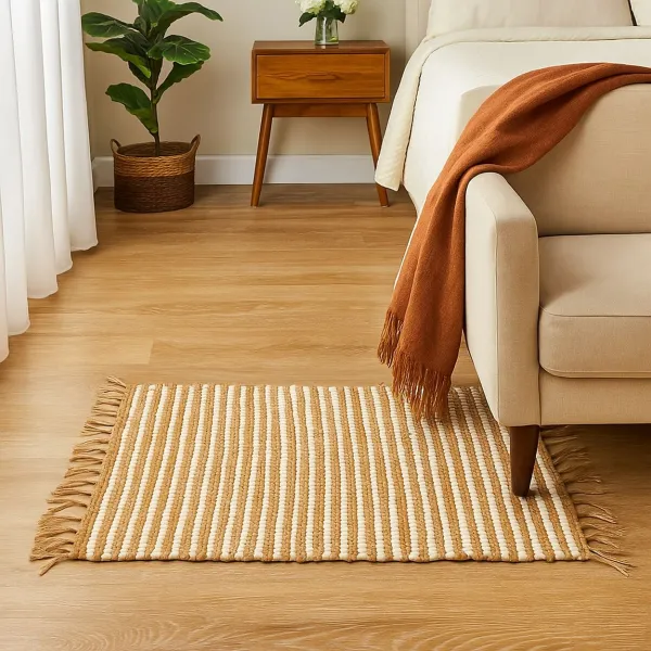 GIFTDECOR Jutový koberec FRINGE 60x90 cm béžový/biely