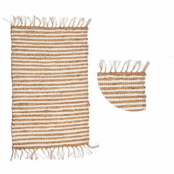 GIFTDECOR Jutový koberec FRINGE 60x90 cm béžový/biely