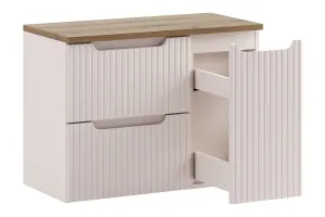 Comad Závesná skrinka pod umývadlo Nova Cashmere I s doskou 80 cm kašmírová/dub evoke