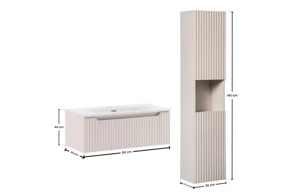 Comad Kúpeľňová zostava Nova Cashmere II so zápustným umývadlom a skrinkami 80 cm kašmírová