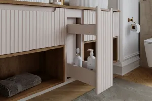 Comad Závesná skrinka pod umývadlo Nova Cashmere s doskou 100 cm kašmírová/dub evoke