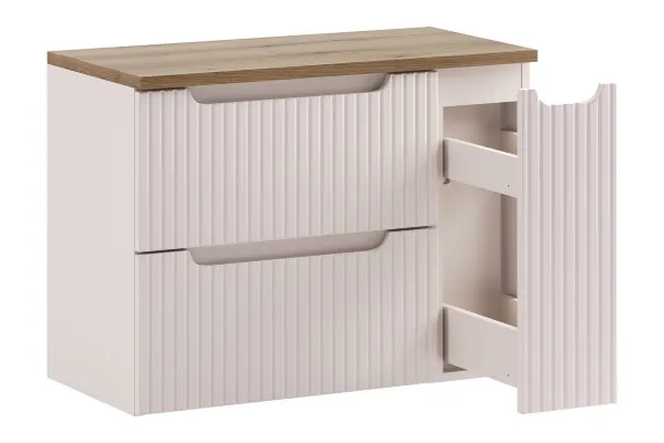 Comad Závesná skrinka pod umývadlo Nova Cashmere II s doskou 80 cm kašmírová/dub evoke