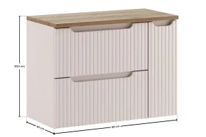 Comad Závesná skrinka pod umývadlo Nova Cashmere II s doskou 80 cm kašmírová/dub evoke
