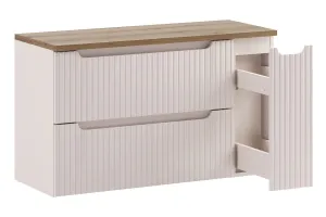 Comad Závesná skrinka pod umývadlo Nova Cashmere s doskou 100 cm kašmírová/dub evoke