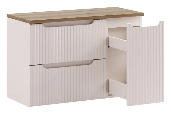Comad Závesná skrinka pod umývadlo Nova Cashmere s doskou 90 cm kašmírová/dub evoke