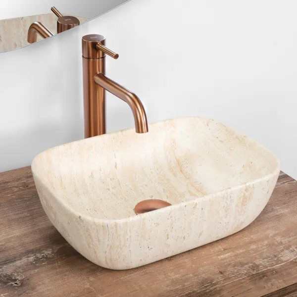 Umývadlo na dosku Rea Belinda Mini 36 cm travertín