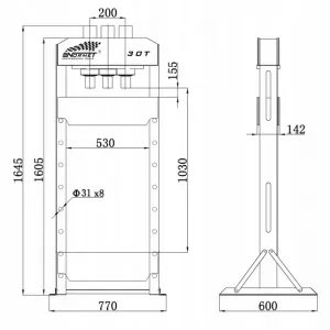 NORMET Pneumaticko-hydraulický lis 30T - posuvný piest