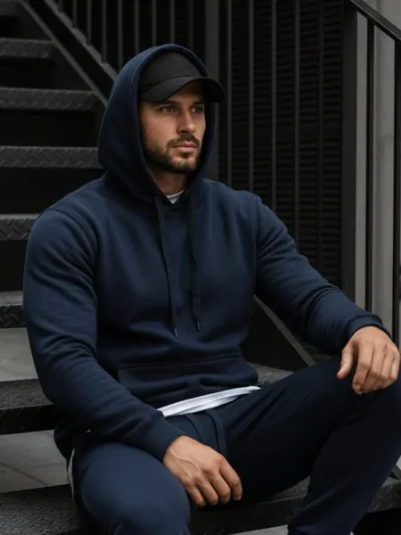 Originálna mikina s kapucňou pre pánov granátová