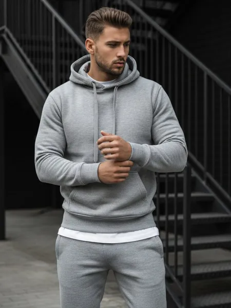 Trendy mikina s kapucňou pre pánov sivá