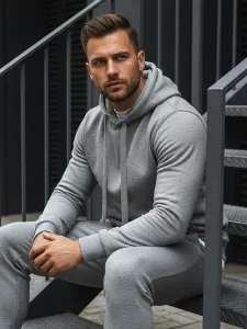 Trendy mikina s kapucňou pre pánov sivá