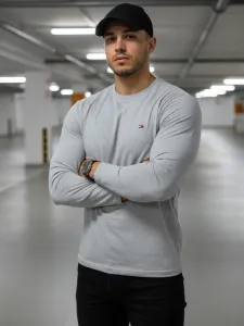 Bavlnené tričko s dlhým rukávom šedé