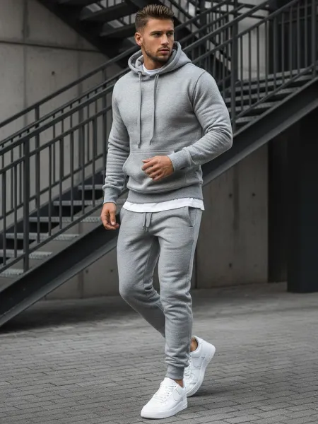 Trendy mikina s kapucňou pre pánov sivá