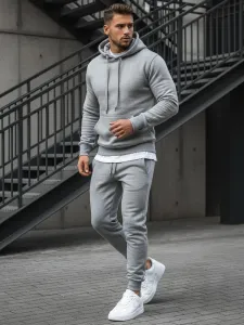 Trendy mikina s kapucňou pre pánov sivá
