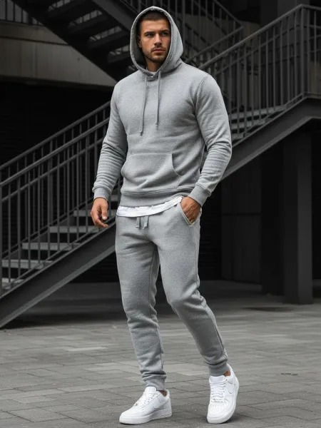 Trendy mikina s kapucňou pre pánov sivá