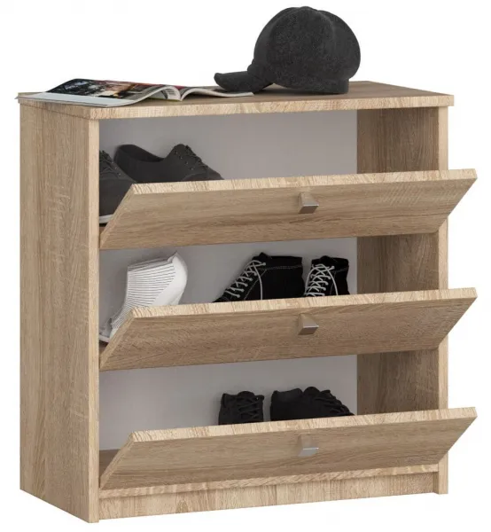 Ak furniture Skriňa na topánky Mini 60 cm - 3 dvierka dub sonoma