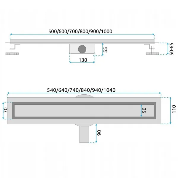 Lineární odtokový žlab Rea Neox Pro 80 cm stříbrný
