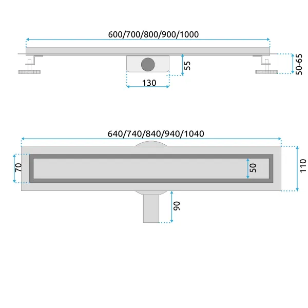 Lineární odtokový žlab Rea Neox Pro 80 cm černý