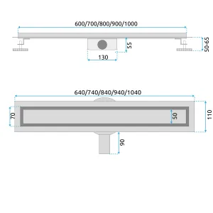 Lineární odtokový žlab Rea Neox Pro 80 cm černý