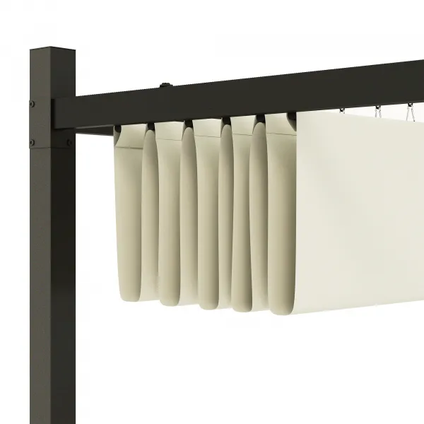 OUTSUNNY Samostatne stojaca kovová pergola so zaťahovacou plátennou strechou 300 x 300 cm biela