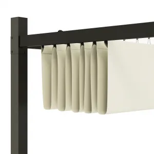 OUTSUNNY Samostatne stojaca kovová pergola so zaťahovacou plátennou strechou 300 x 300 cm biela