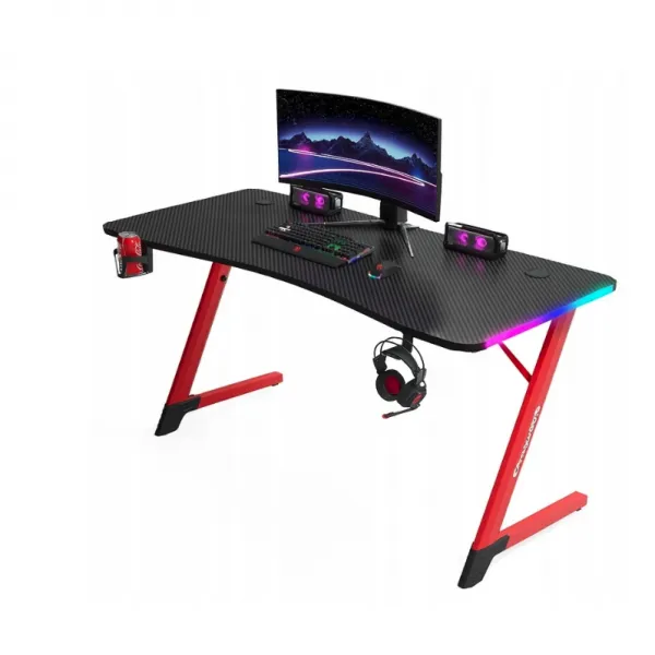 DomTextilu Čierno-červenýhernýstôl,PCstôlsLEDosvetlenímRGBŠírka:120cm EKSBG01-black-red_120 čierna