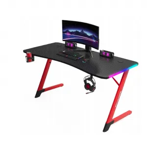 DomTextilu Čierno-červenýhernýstôl,PCstôlsLEDosvetlenímRGBŠírka:120cm EKSBG01-black-red_120 čierna
