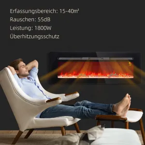Elektrický krb s dálkovým ovládáním, 1800 W, černý